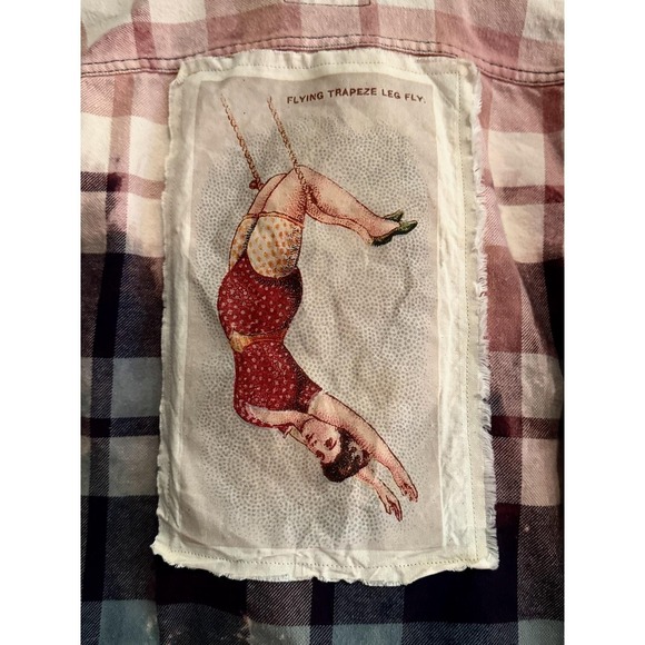 Distressed/ Reworked Flannel| Vintage Patchwork| Boho Heritage| Cottagecore - Picture 2 of 6